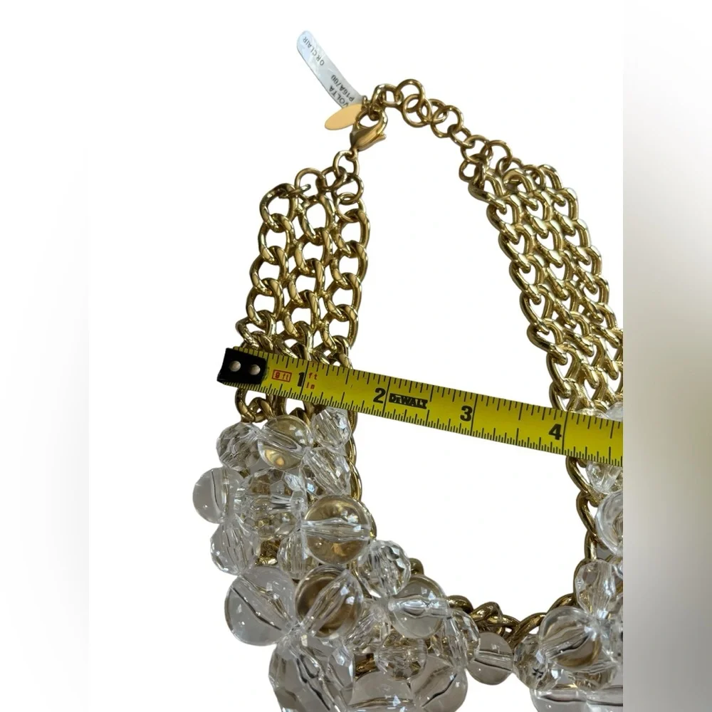 Anne Fontaine Lucite Bead On Clair Gold Tone Peter Pan Collar Volta Necklace 18”